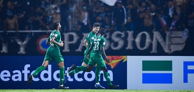 U23 Saudi Arbia ăn mừng bàn thắng đầu tiên cũng là bàn ấn định tỷ số trong trận đấu với Thái Lan. Ảnh: AFC.