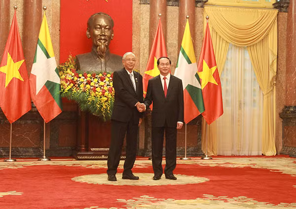 Chủ tịch nước Trần Đại Quang và Tổng thống Myanmar Htin Kyaw.