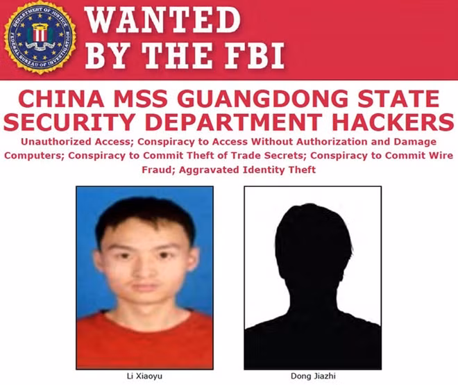 Lệnh truy nã Lý Tiểu Ngọc (Li Xiaoyu) và Đổng Gia Chí (Dong Jiazhi) trên trang web của FBI.