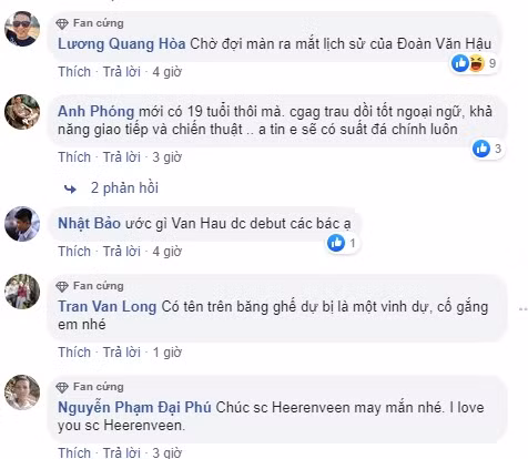 CĐV Việt Nam chờ đợi màn ra mắt của Văn Hậu đồng thời cho rằng hậu vệ người Thái Bình còn cần thêm thời gian để hòa nhập cùng đội bóng mới.