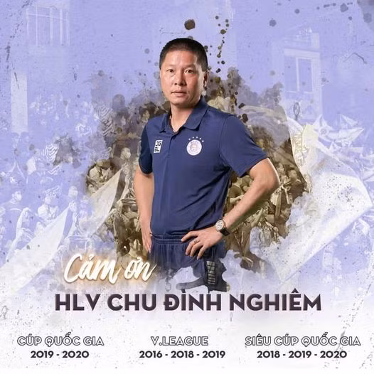 Hà Nội FC chính thức chia tay HLV Chu Đình Nghiêm. Ảnh: Hanoi FC.