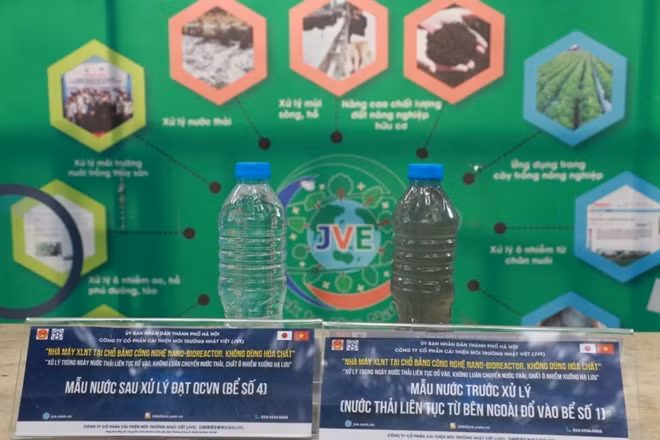 Mẫu nước đã qua xử lý và mẫu chưa qua xử lý có sự khác biệt rõ rệt. Bằng mắt thường có thể thấy nước qua xử lý trong hơn, lượng chất cặn trôi nổi gần như hoàn toàn biến mất.