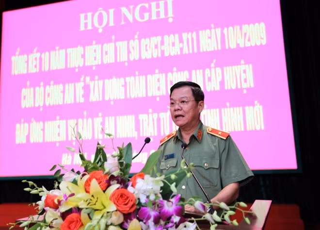 Thiếu tướng Đào Thanh Hải, Phó giám đốc Công an TP Hà Nội phát biểu tại Hội nghị.