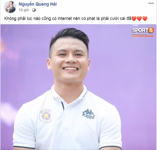 Quang Hải đăng một bức ảnh của anh trong thời gian ở Triều Tiên đã thu hút rất nhiều fan hâm mộ.