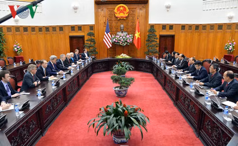 Thủ tướng Chính phủ Nguyễn Xuân Phúc tiếp Ngoại trưởng Mỹ John Kerry.