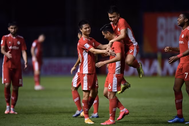 Chiến thắng đậm đà 5-0 giúp Viettel tạm vươn lên vị trí thứ 2 bảng F. Ảnh: AFC.
