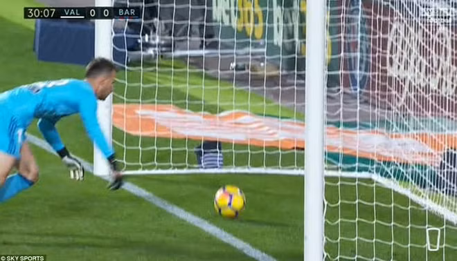 Bàn thắng bị "tước bỏ" của Neto. Ảnh: Sky Sports.