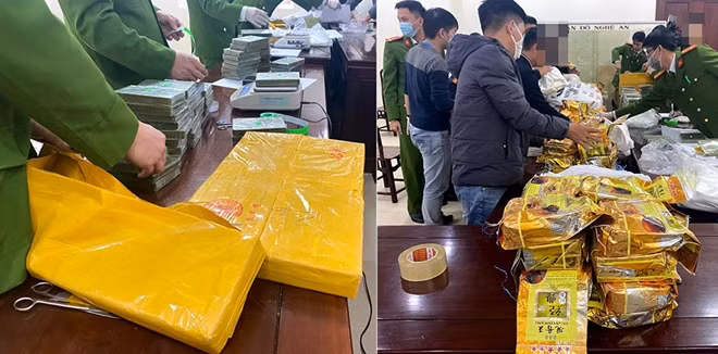 Cơ quan CSĐT Công an tỉnh Nghệ An phối hợp lực lượng chức năng tổ chức giám định số ma tuý thu giữ trong chuyên án.