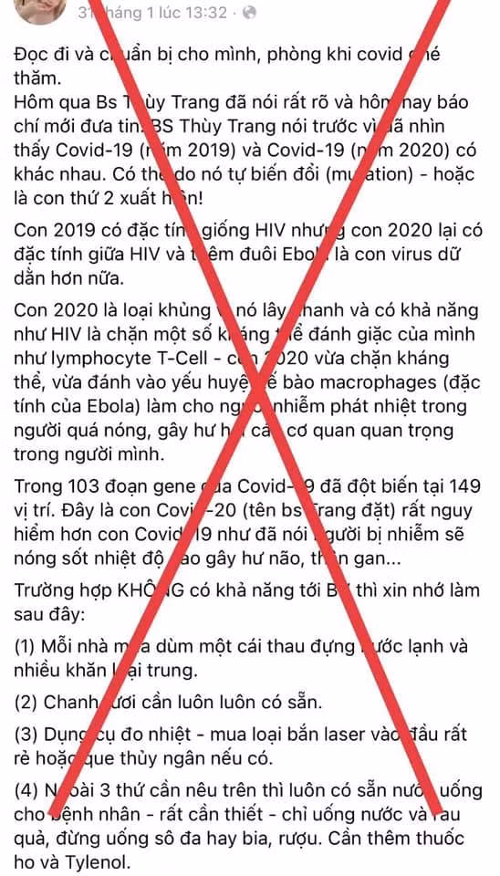 Nội dung sai sự thật mà chị H. đăng tải.