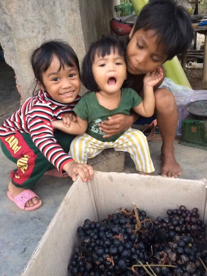 Niềm vui của những sơn nhân nhí khi mùa nho rừng về.