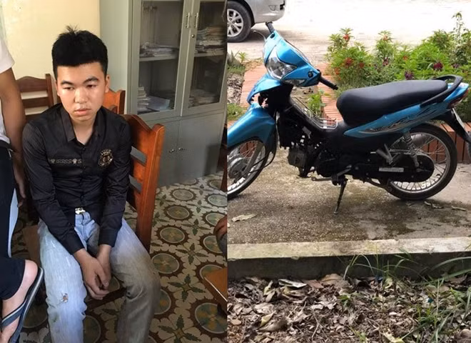 Đối tượng Trần Văn Duy và tang vật tại cơ quan Công an.
