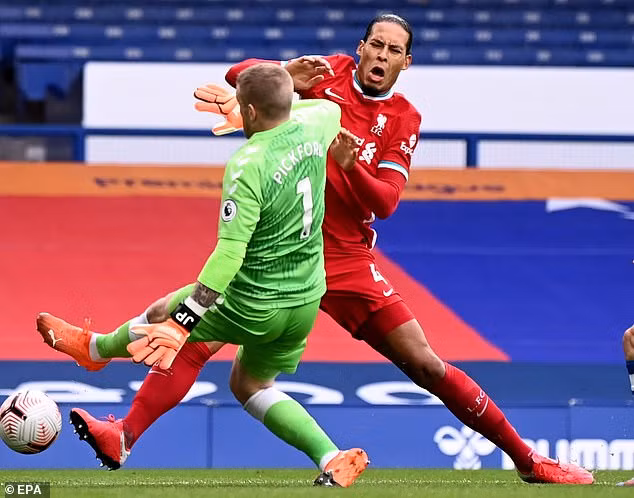Tình huống dẫn đến chấn thương của Virgil van Dijk. Tình huống dẫn đến chấn thương của Virgil van Dijk.