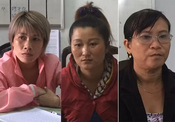 Các đối tượng Nhàn, Mười, Huệ tại cơ quan Công an. Các đối tượng Nhàn, Mười, Huệ tại cơ quan Công an.