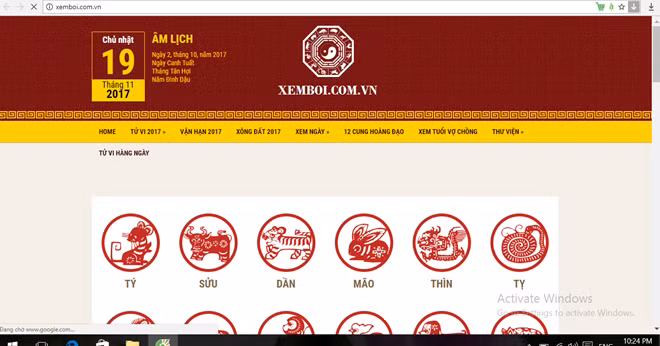 Những trang web về bói toán hiện nay rất phổ biến.