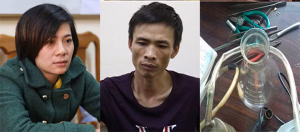 Các đối tượng và tang vật trong đường dây làm vàng giả.