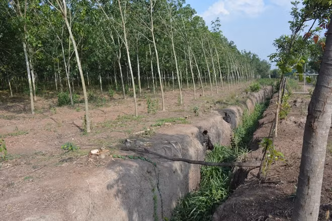 Đường mương được đào để tránh người dân đi vào khu vực sát trại giam.
