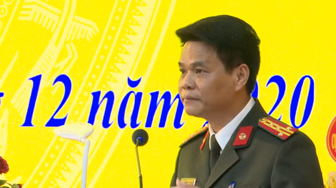 Đại tá Lê Ngọc Châu – Giám đốc Công an tỉnh Hải Dương phát biểu tại buổi lễ.