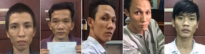 Các đối tượng trong băng nhóm trộm cắp bị Công an quận Bình Tân triệt phá.
