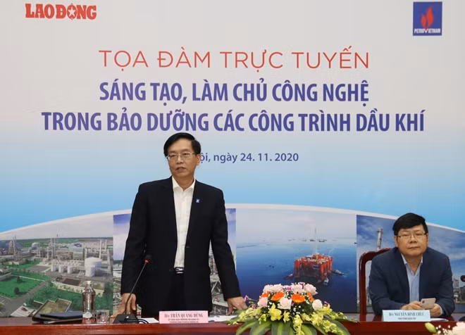 Trưởng Ban Truyền thông và Văn hóa Doanh nghiệp PVN Trần Quang Dũng phát biểu tại buổi Tọa đàm