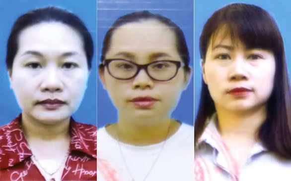 Từ trái sang: bị can Nguyễn Thị Thu Loan, Bùi Thanh Trà và Nguyễn Thị Hồng Chung - Ảnh: Bộ Công an.