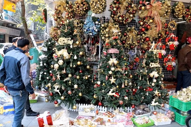 Hàng hóa rất phong phú đa dạng từ cây thông Noel, quà gói sẵn, vật dụng trang trí...