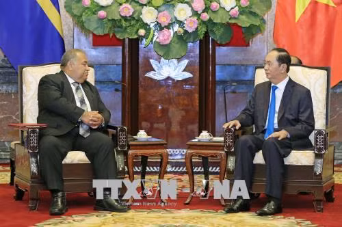 Chủ tịch nước Trần Đại Quang tiếp Tổng thống Cộng hòa Nauru. Ảnh: TTXVN