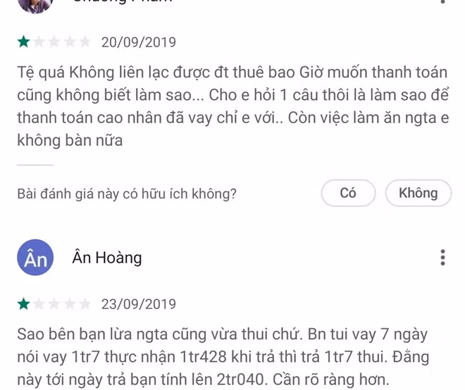 Nạn nhân bức xúc bình luận trên ứng dụng.