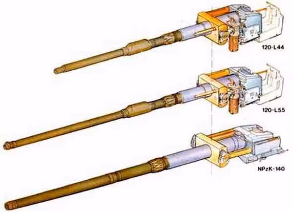 Đức được cho là còn phát triển 1 loại pháo tăng có cỡ nòng 140mm.