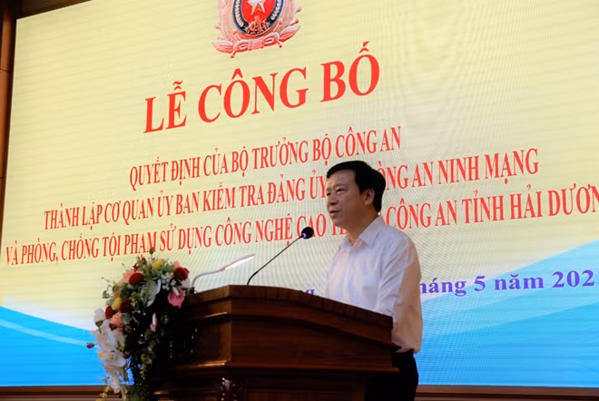 Đồng chí Phạm Xuân Thăng, Bí thư tỉnh ủy Hải Dương phát biểu tại buổi lễ.