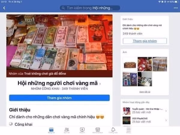 Hội những người chơi vàng mã cũng đã bắt đầu được thành lập.