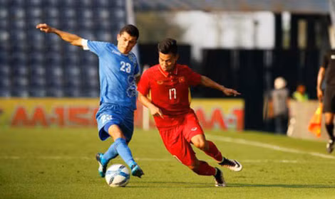 U23 Việt Nam thường thất thế trong các pha tranh chấp tay đôi tại trận này. U23 Việt Nam thường thất thế trong các pha tranh chấp tay đôi tại trận này.