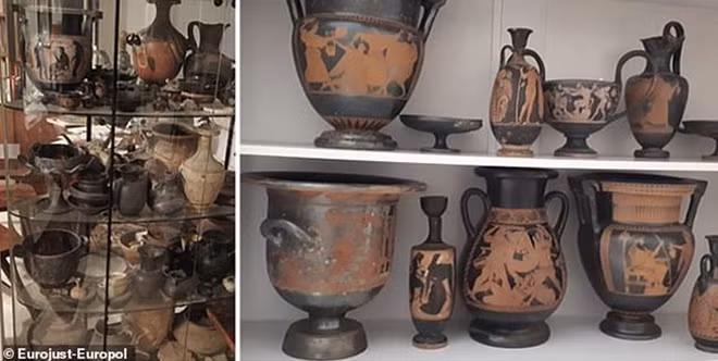 Các cổ vật được khai quật trái phép tại Italy.