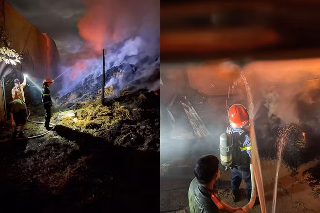 Lực lượng chức năng nhanh chóng có mặt tại hiện trường và tiến hành dập lửa.