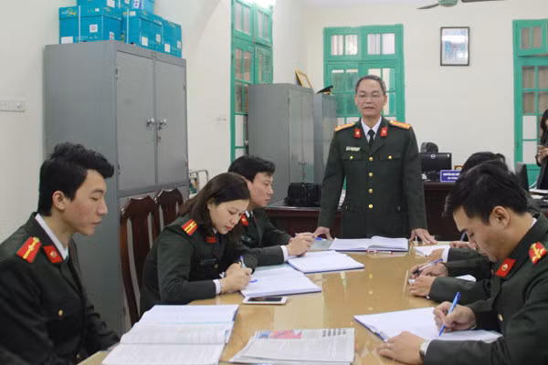 Một buổi họp án của Phòng An ninh điều tra Công an TP Hà Nội.
