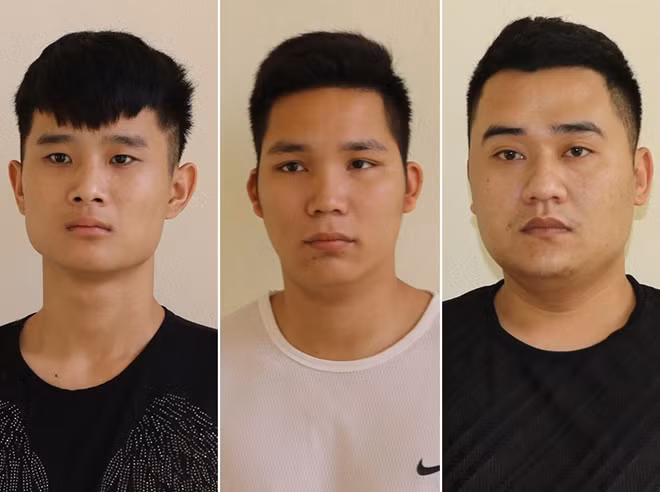 Các đối tượng Trần Văn Anh, Nguyễn Văn Thái, Nguyễn Văn Hùng tại cơ quan Công an.