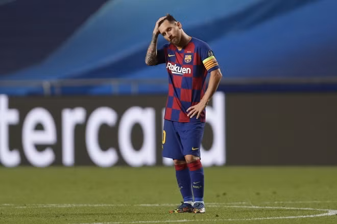 Messi sau trận thua Liverpool.
