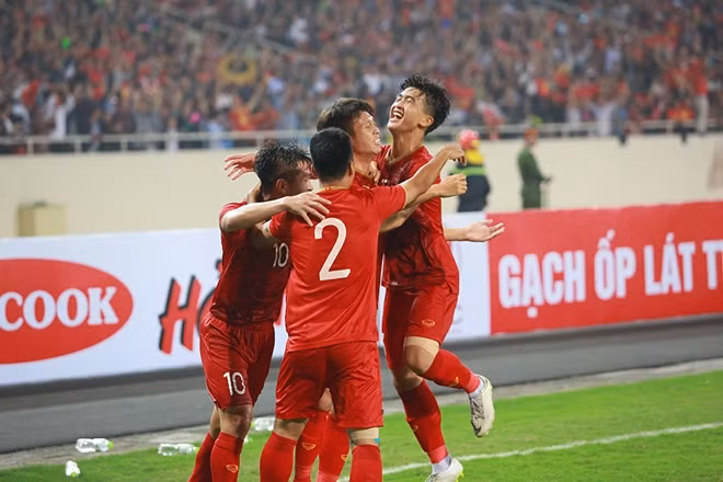 Một chiến thắng bất ngờ nhưng xứng đáng giành cho U23 Việt Nam. Ảnh: NTB.