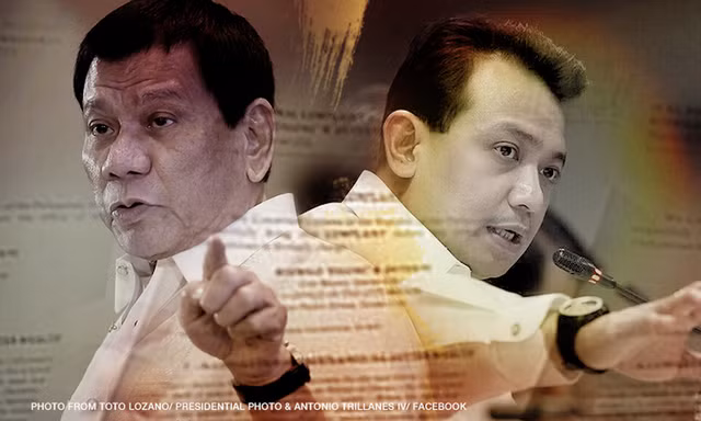 Tổng thống Philippines Rodrigo Duterte (trái) và Thượng nghị sĩ Antonio Trillanes.
