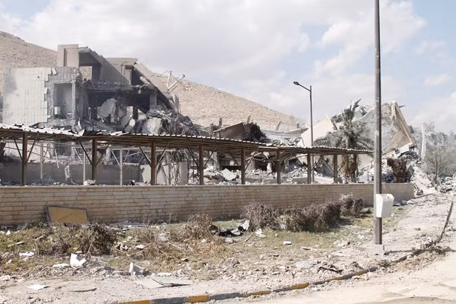 Trung tâm nghiên cứu khoa học Syria bị phá hủy sau vụ tấn công của Mỹ, Anh, Pháp.
