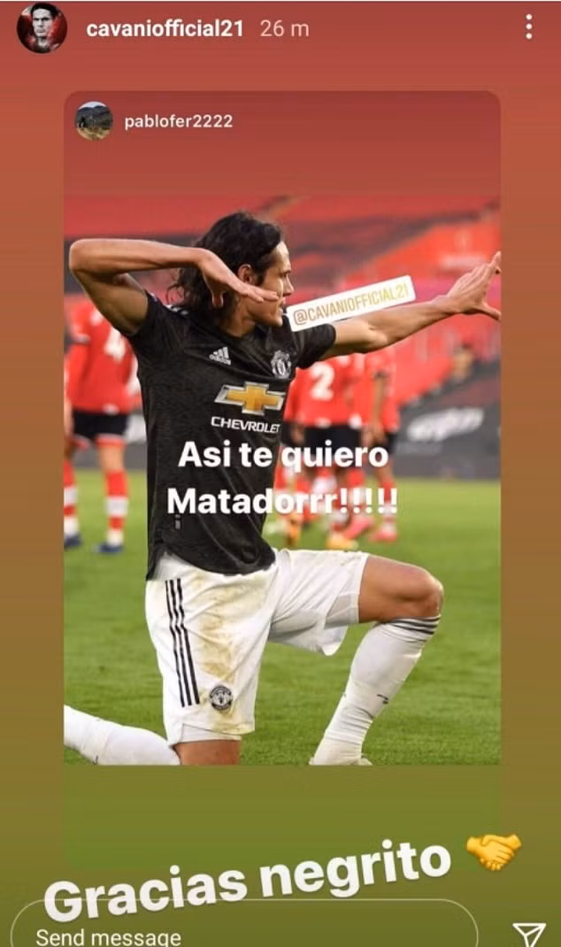 Dòng tweet có thể khiến Cavani nhận án phạt mặc dù anh đã xóa.