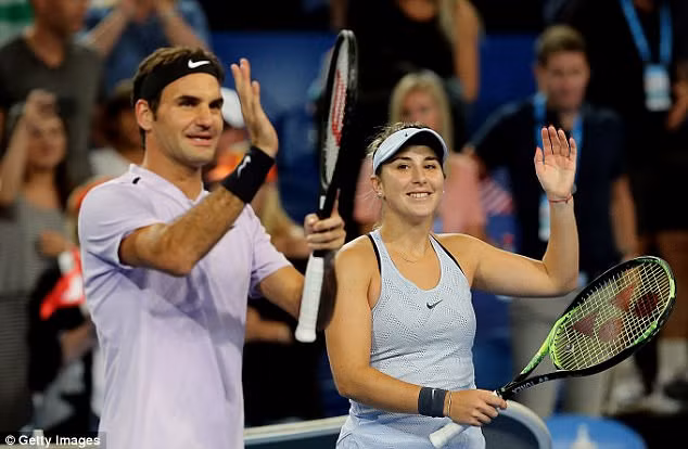 Federer cùng Bencic chiến thắng cặp đôi Đức trong trận chung kết đôi nam nữ. Ảnh: Getty Image.