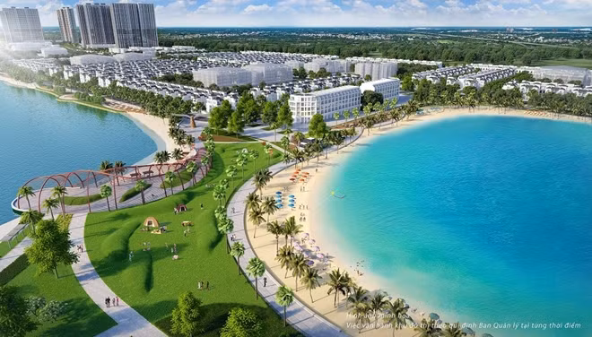 VinCity Ocean Park là khu đô thị đầu tiên tại Hà Nội có biển hồ nước mặn rộng 6,1ha.