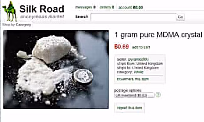 Thuốc lắc bán trên Silk Road với giá 0,69 Bitcoin 1 gam nhưng phải có tài khoản mới đăng nhập được.