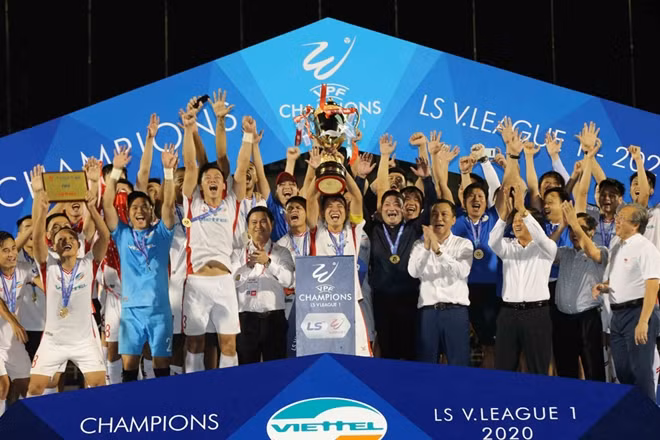 Viettel đăng quang tại V.league 2020 sau chiến thắng 1-0 trước Sài Gòn FC tối 8/11. Ảnh: VFF.