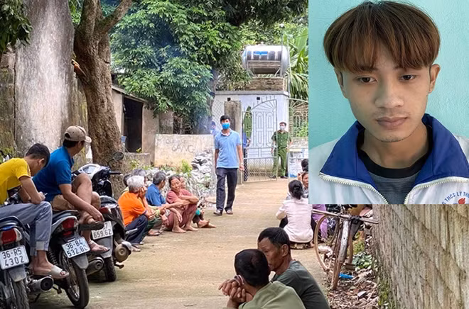 Đối tượng Vũ Tiến Long và hiện trường vụ án tại xã Hà Bắc, huyện Hà Trung.