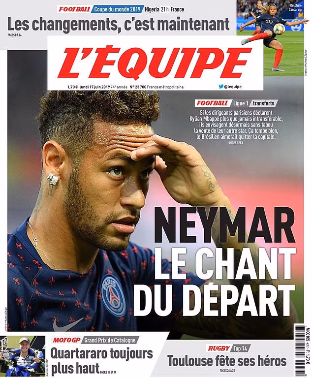 Báo giới Pháp cho rằng ngày PSG và Neymar chia tay không còn xa.