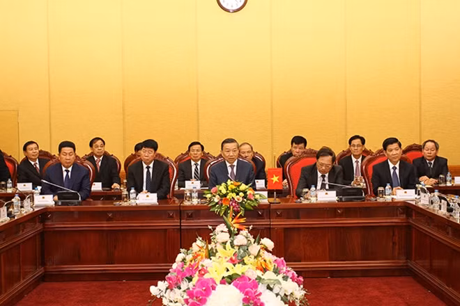 Bộ trưởng Tô Lâm phát biểu tại buổi gặp.