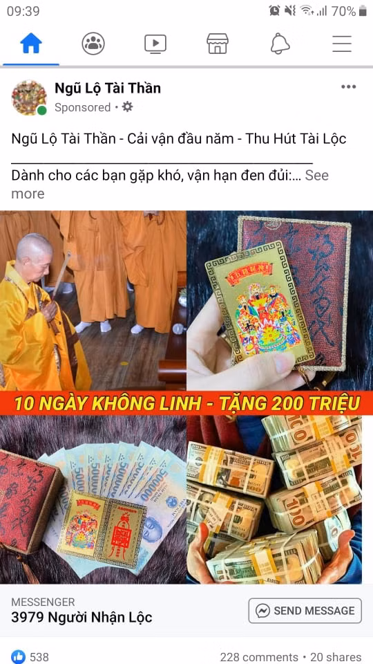 Một số fanpage giả danh thầy tu.