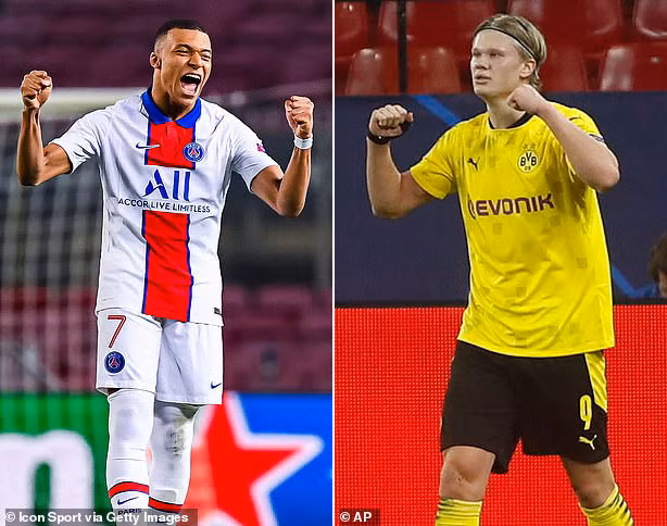 Kylian Mbappe và Erling Haaland (phải) là cặp tiền đạo hứa hẹn sẽ là bộ đôi Ro-Si mới của bóng đá thế giới.