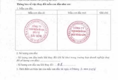 Mẫu dấu của Cty Sài Gòn thay đổi từ tháng 3/2016.